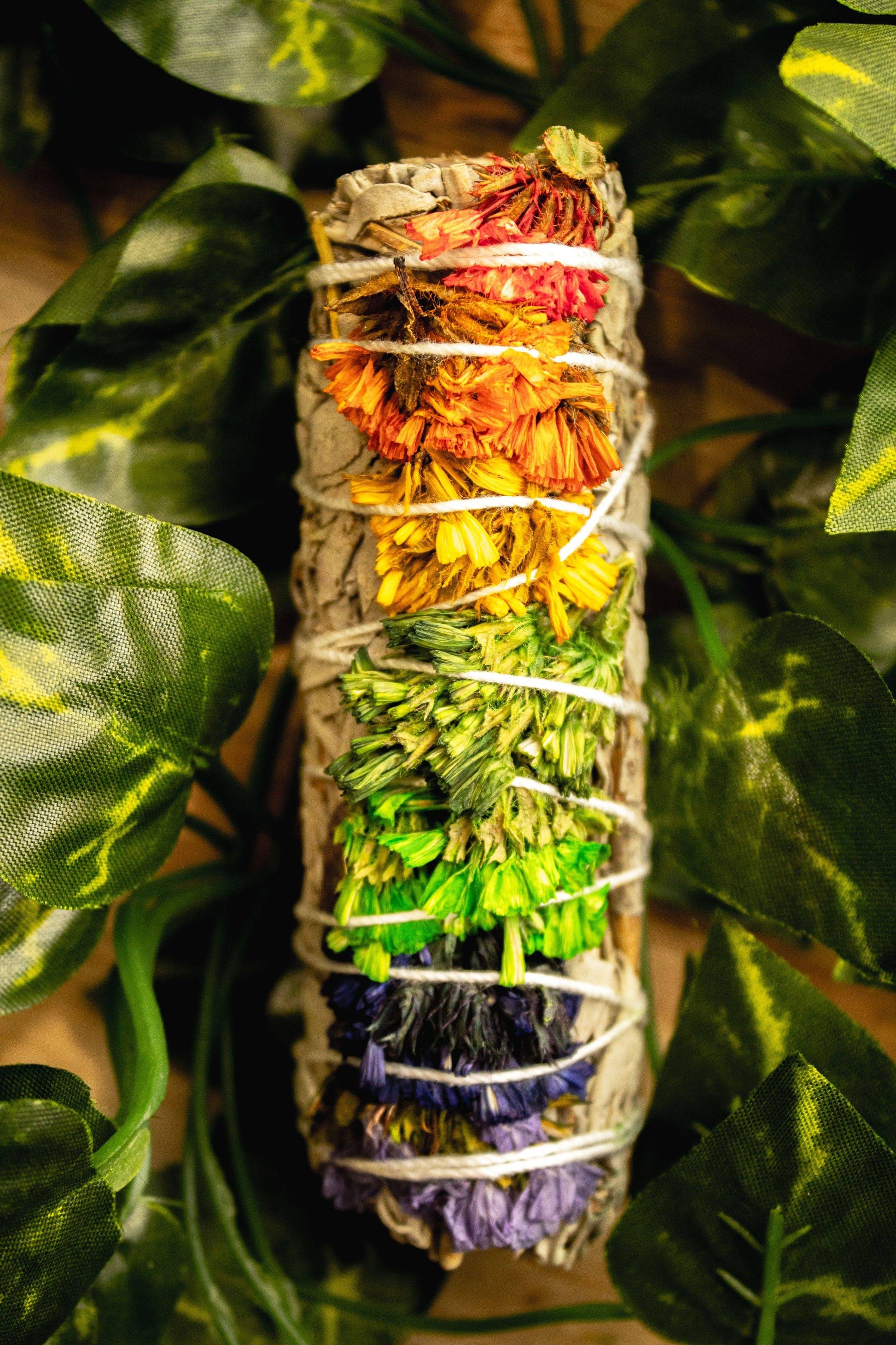 7 Chakra Sage Bundle with Wildflowers - 4 Inch by Ancient Wellness - Ancient Wellness