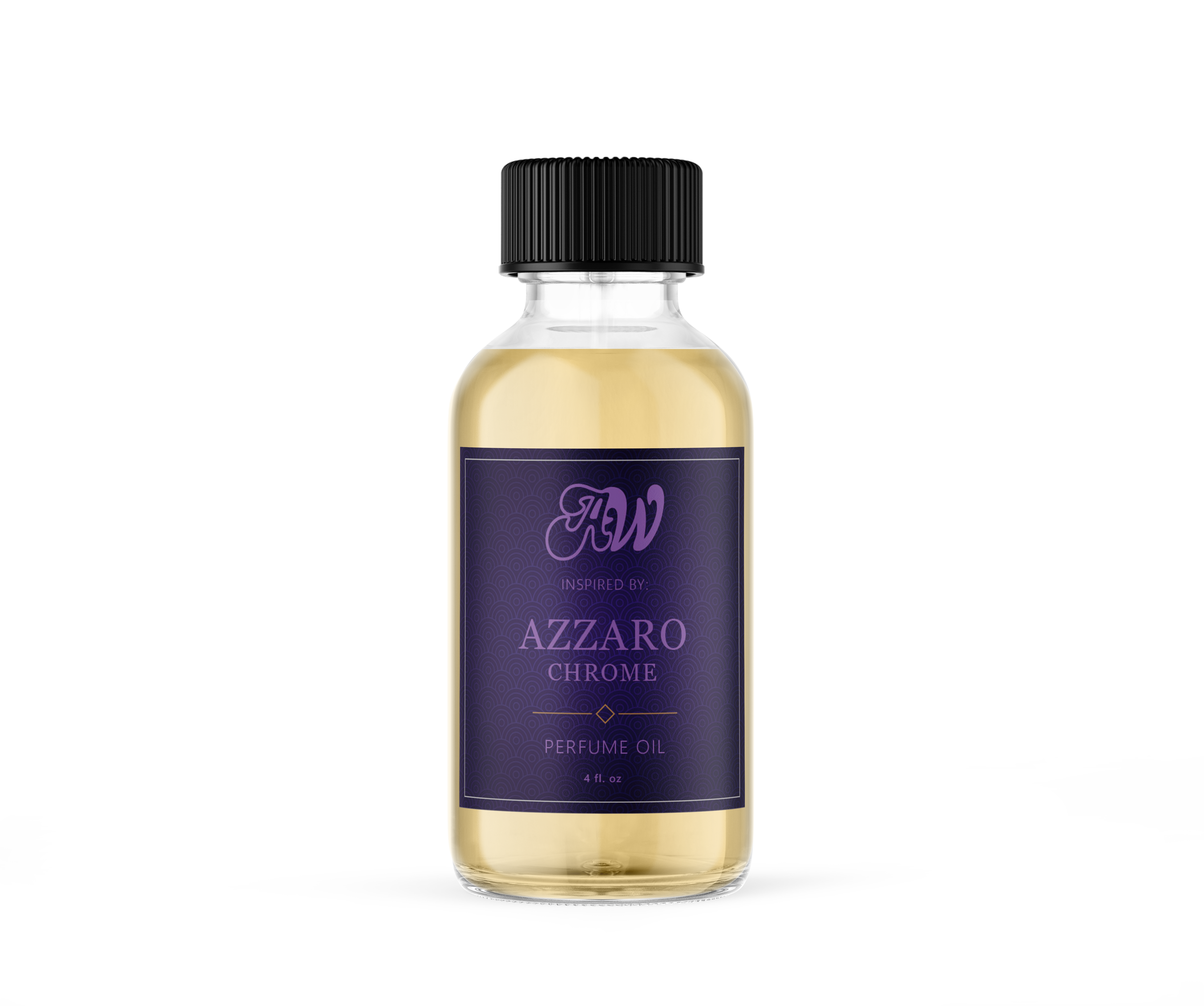 Azzaro Chrome perfume oil in a 4 oz bottle, featuring sleek packaging and the iconic chrome label, designed for men.