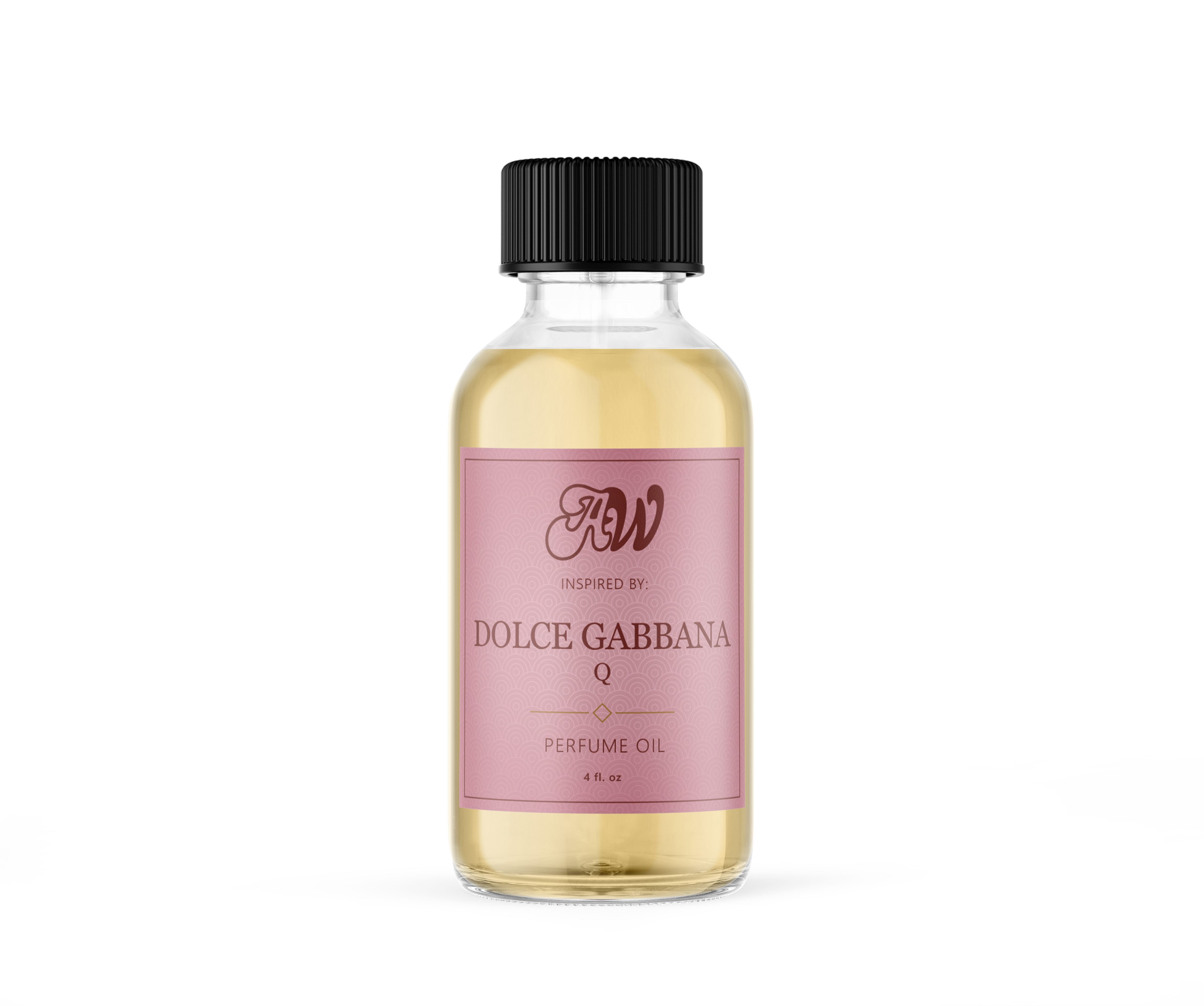 Ancient Wellness Dolce & Gabbana Q perfume oil bottle with elegant packaging, 4 oz size, featuring a luxurious fragrance blend.