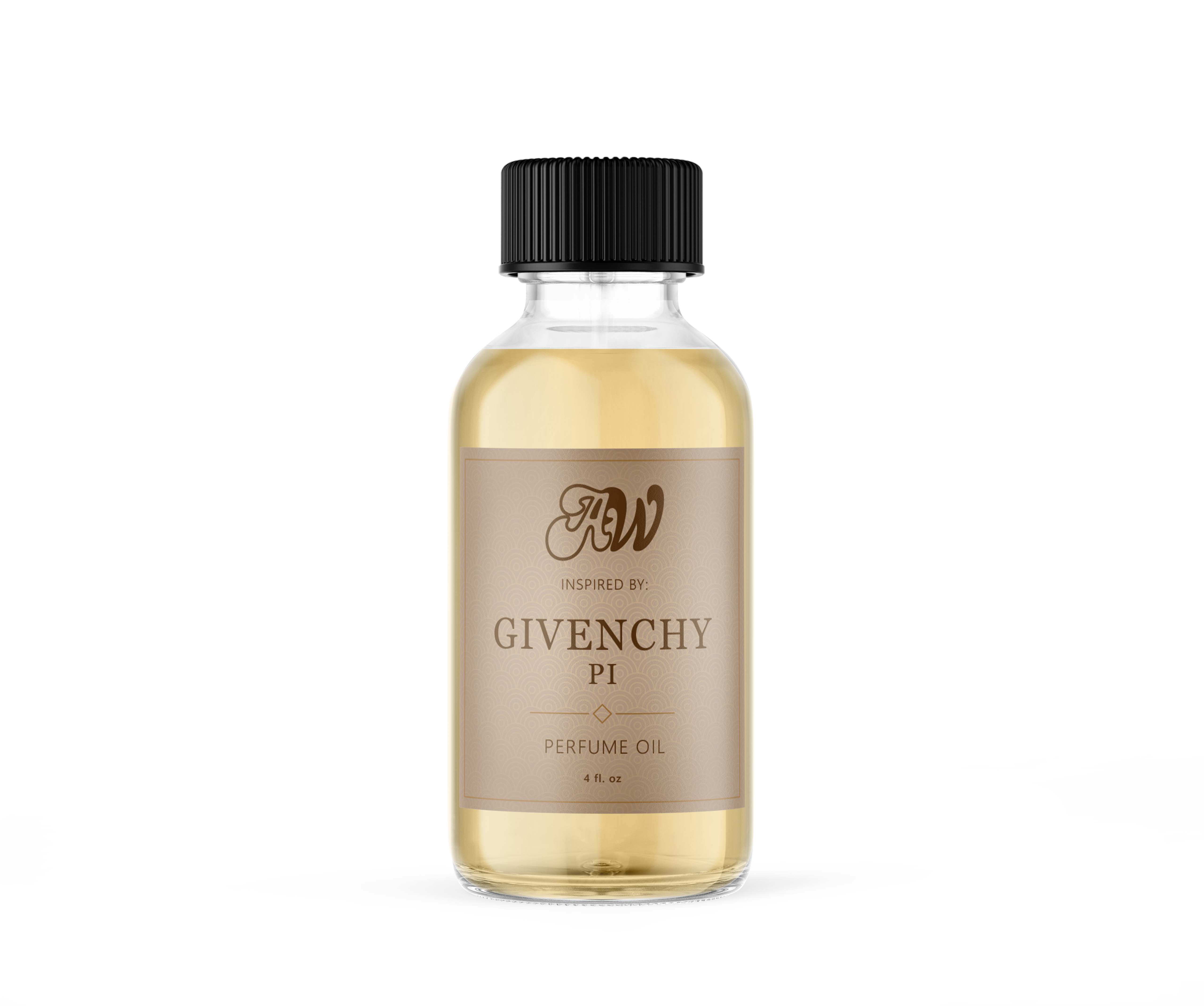 Givenchy Pi perfume oil in a 4 oz bottle by Ancient Wellness, showcasing the elegant bottle design and branding.