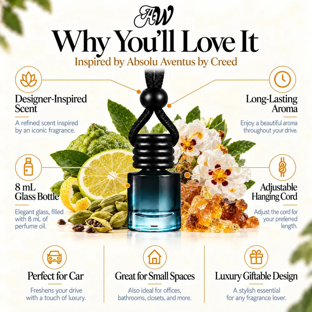 Why You’ll Love It infographic for Absolu Aventus inspired by Creed car diffuser