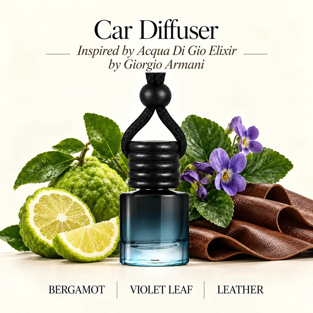 Acqua Di Gio Elixir inspired by Giorgio Armani car diffuser with bergamot, violet leaf and leather