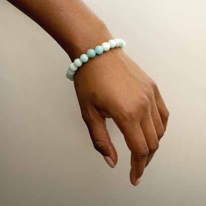 Real Amazonite Elastic Bracelet with 10mm Beads - A Symbol of Peace and Emotional Harmony.