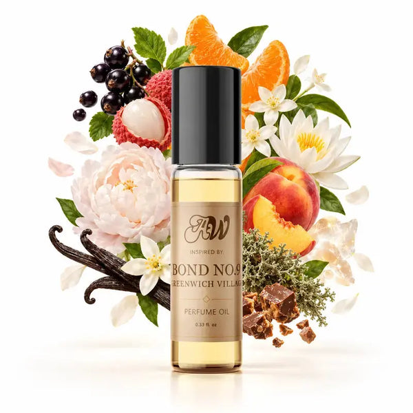 Ancient Wellness unisex alcohol-free perfume oil inspired by Bond No. 9: Greenwich Village with fragrance notes and bottle