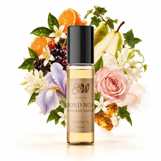Ancient Wellness unisex alcohol-free perfume oil inspired by Bond No. 9: New York Secret Gardens with fragrance notes and bottle