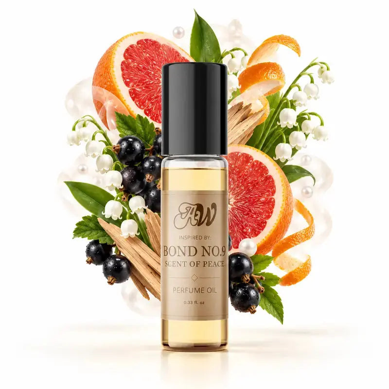 Ancient Wellness unisex alcohol-free perfume oil inspired by Bond No. 9: Scent Of Peace with fragrance notes and bottle