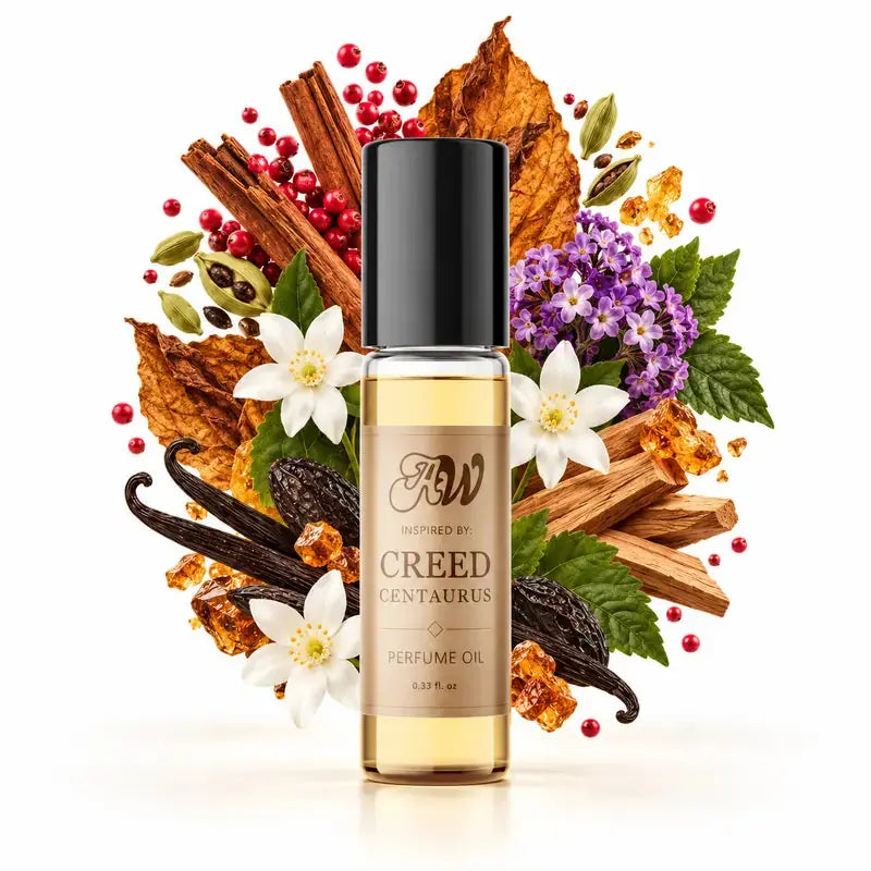 Ancient Wellness unisex alcohol-free perfume oil inspired by Creed: Centaurus with fragrance notes and bottle
