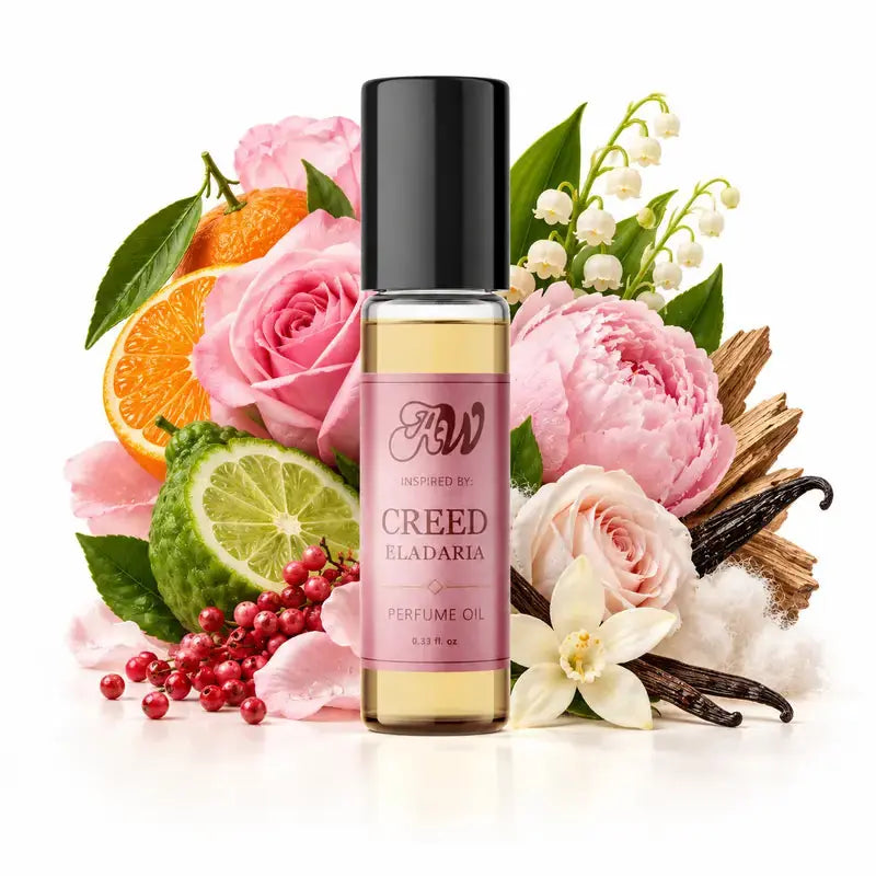 Ancient Wellness women’s alcohol-free perfume oil inspired by Creed: Eladaria with fragrance notes and bottle