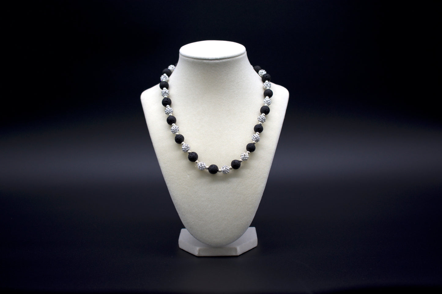 Custom beaded lava stone necklace from Ancient Wellness, handcrafted with genuine lava stone beads, symbolizing strength, grounding, and resilience, suitable for both men and women.