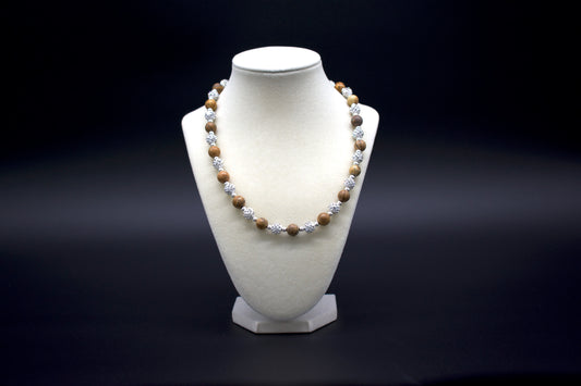 Custom beaded picture jasper necklace from Ancient Wellness, handcrafted with genuine picture jasper crystals, symbolizing grounding, creativity, and harmony, suitable for both men and women.