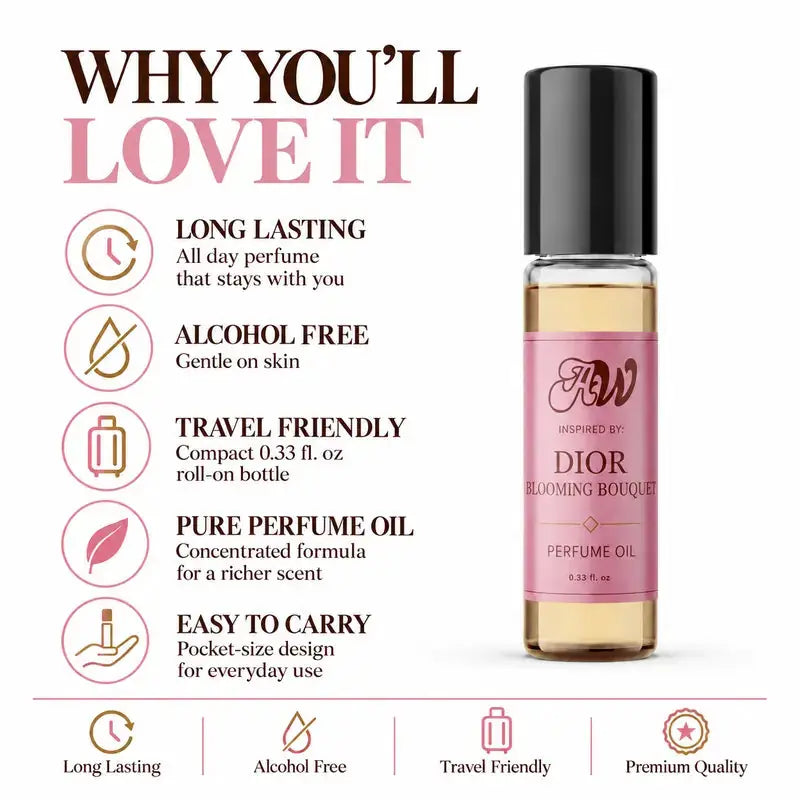 Why you will love Ancient Wellness women’s alcohol-free perfume oil inspired by Dior: Blooming Bouquet