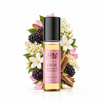 Ancient Wellness women’s alcohol-free perfume oil inspired by Dior: Miss Dior Essence with fragrance notes and bottle