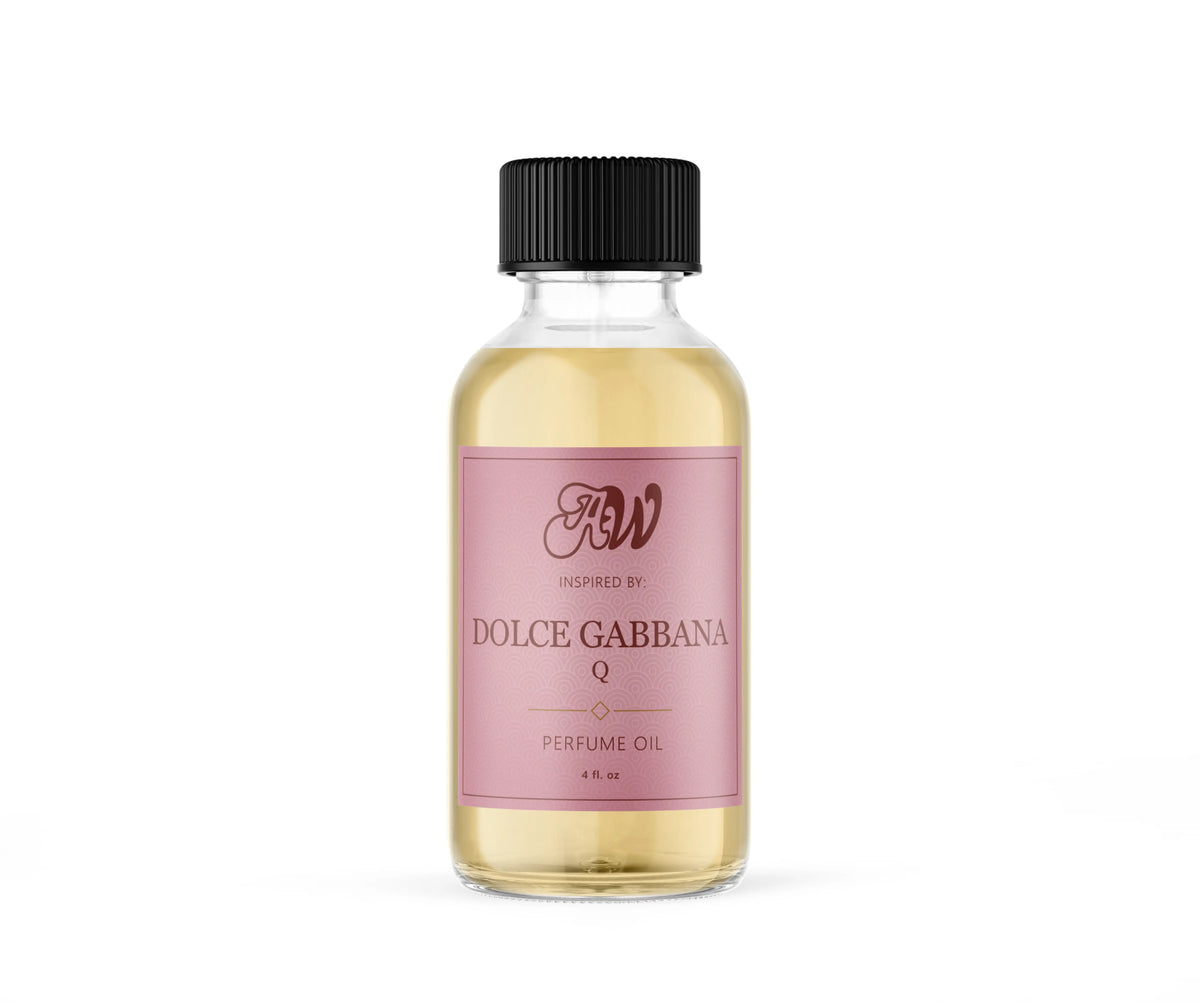 Ancient Wellness women’s alcohol-free perfume oil inspired by Dolce & Gabbana: Q in a 4 fl. oz. bottle