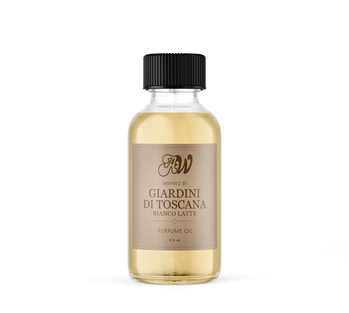 Ancient Wellness unisex alcohol-free perfume oil inspired by Giardini Di Toscana: Bianco Latte in a 8 fl. oz. bottle