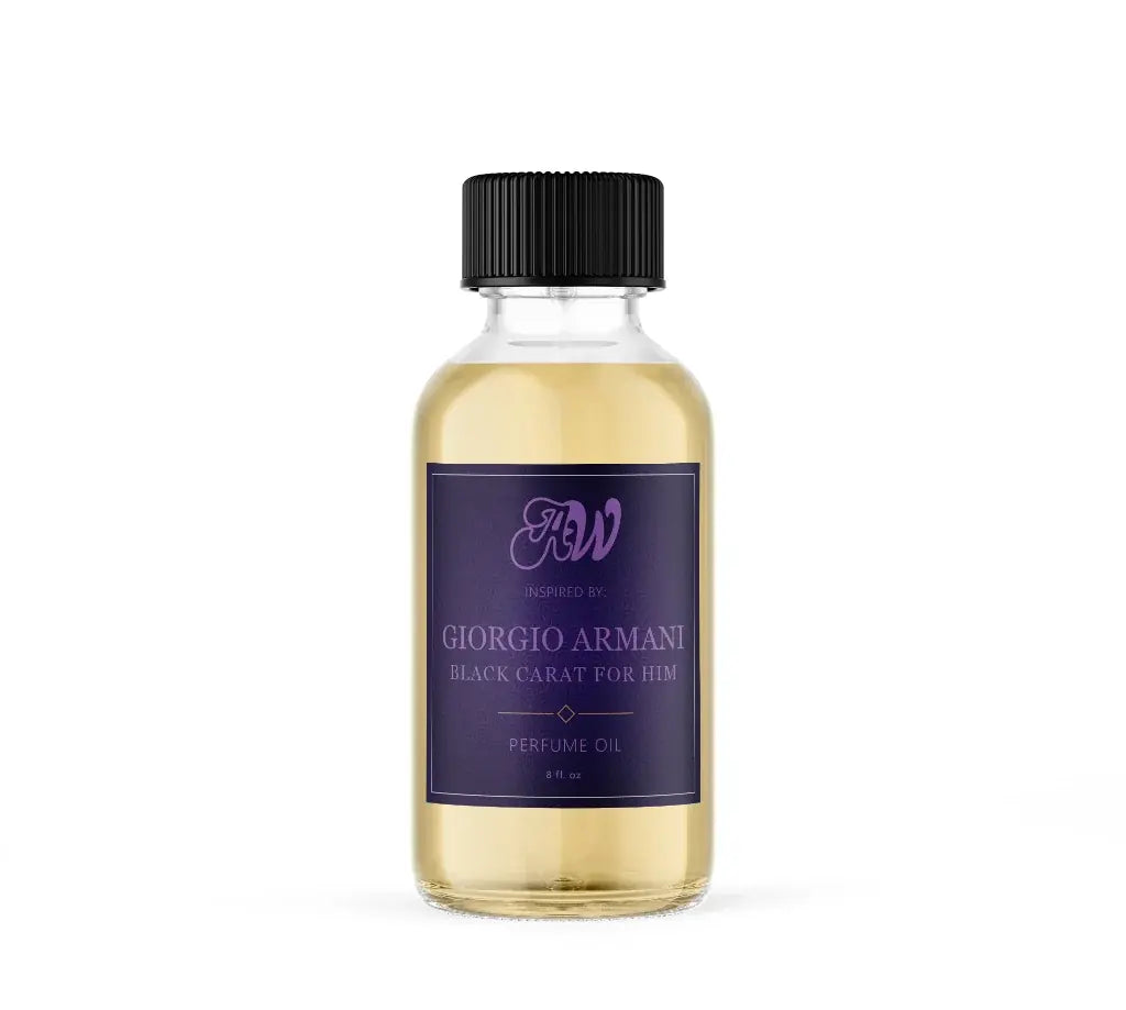 Ancient Wellness men’s alcohol-free perfume oil inspired by Giorgio Armani: Black Carat For Him in an 8 fl. oz. bottle