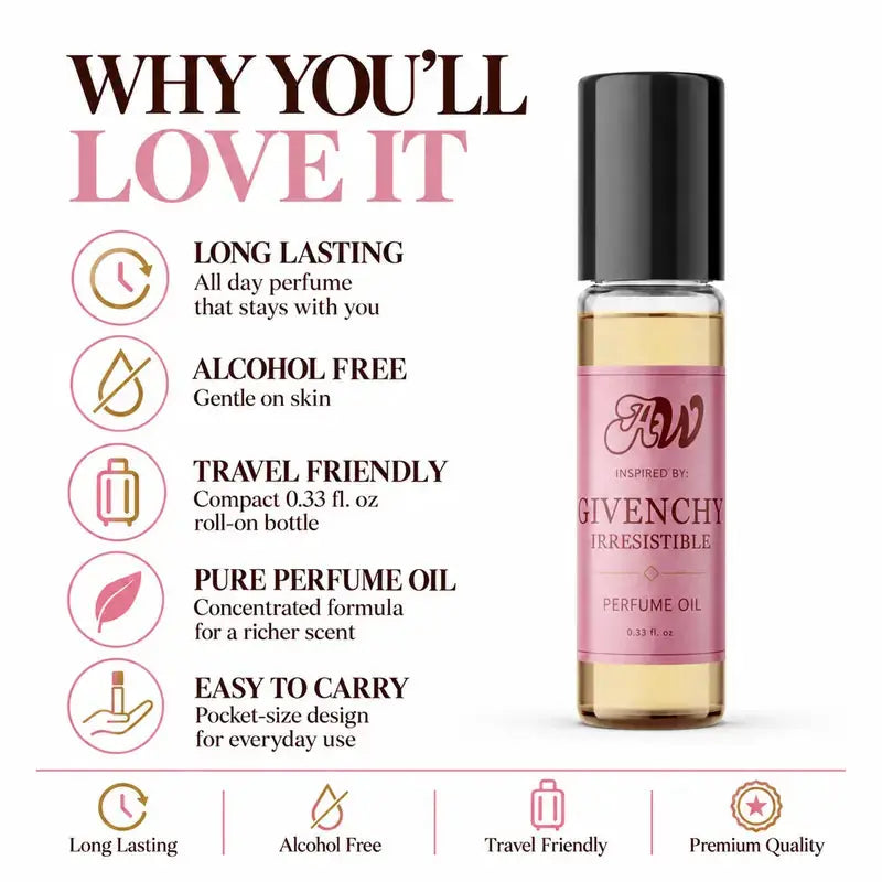 Why you will love Ancient Wellness women’s alcohol-free perfume oil inspired by Givenchy: Irresistible