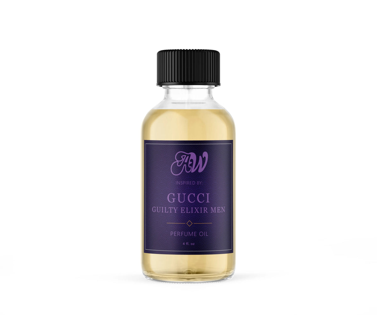 Ancient Wellness men’s alcohol-free perfume oil inspired by Gucci: Guilty Elixir in a 4 fl. oz. bottle