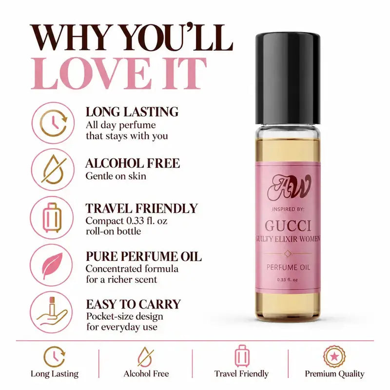 Guilty Elixir perfume oil benefits - alcohol-free concentrated fragrance