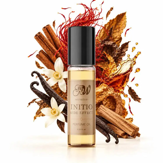Ancient Wellness unisex alcohol-free perfume oil inspired by Initio: Side Effect with fragrance notes and bottle