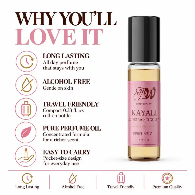 Yum Pistachio Gelato perfume oil benefits - alcohol-free concentrated fragrance