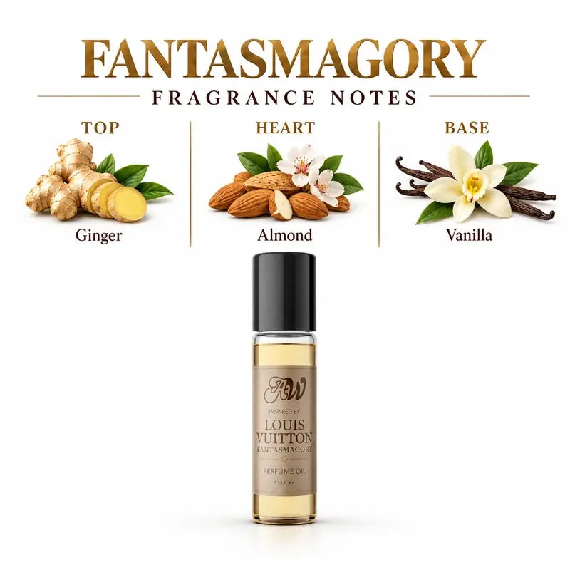 Ancient Wellness unisex alcohol-free perfume oil inspired by Louis Vuitton: Fantasmagory with fragrance notes and bottle
