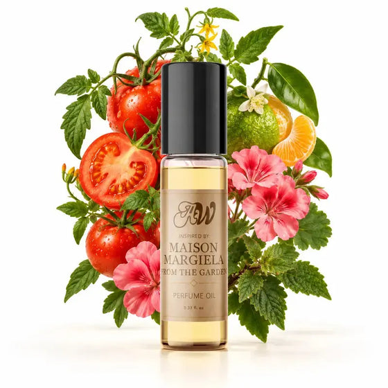 Ancient Wellness unisex alcohol-free perfume oil inspired by Maison Margiela: From The Garden with fragrance notes and bottle