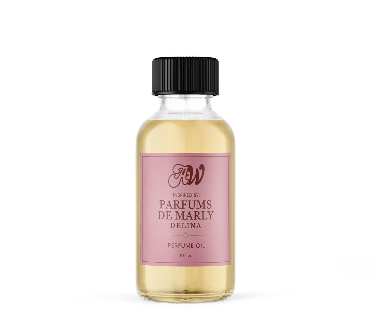 Ancient Wellness women’s alcohol-free perfume oil inspired by Parfums De Marly: Delina in a 8 fl. oz. bottle