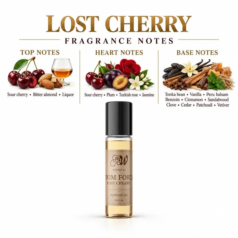 Lost Cherry perfume oil fragrance notes - Bitter Almond, Sour Cherry, Vanilla