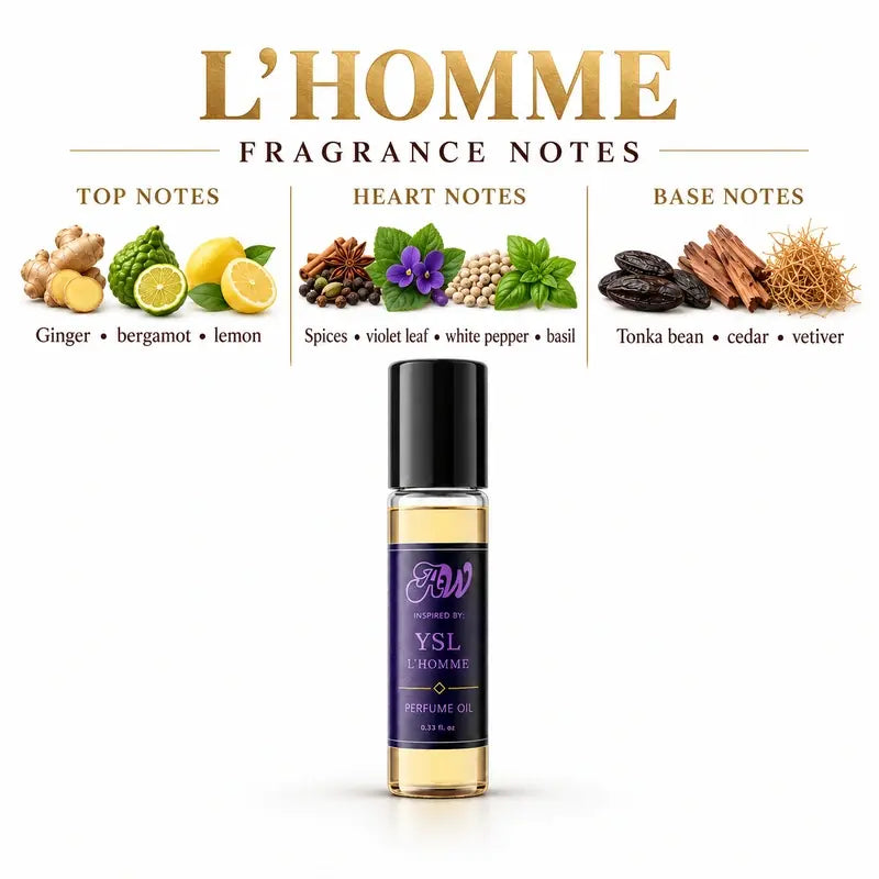 L'Homme perfume oil fragrance notes - Ginger, Spices, Tonka bean