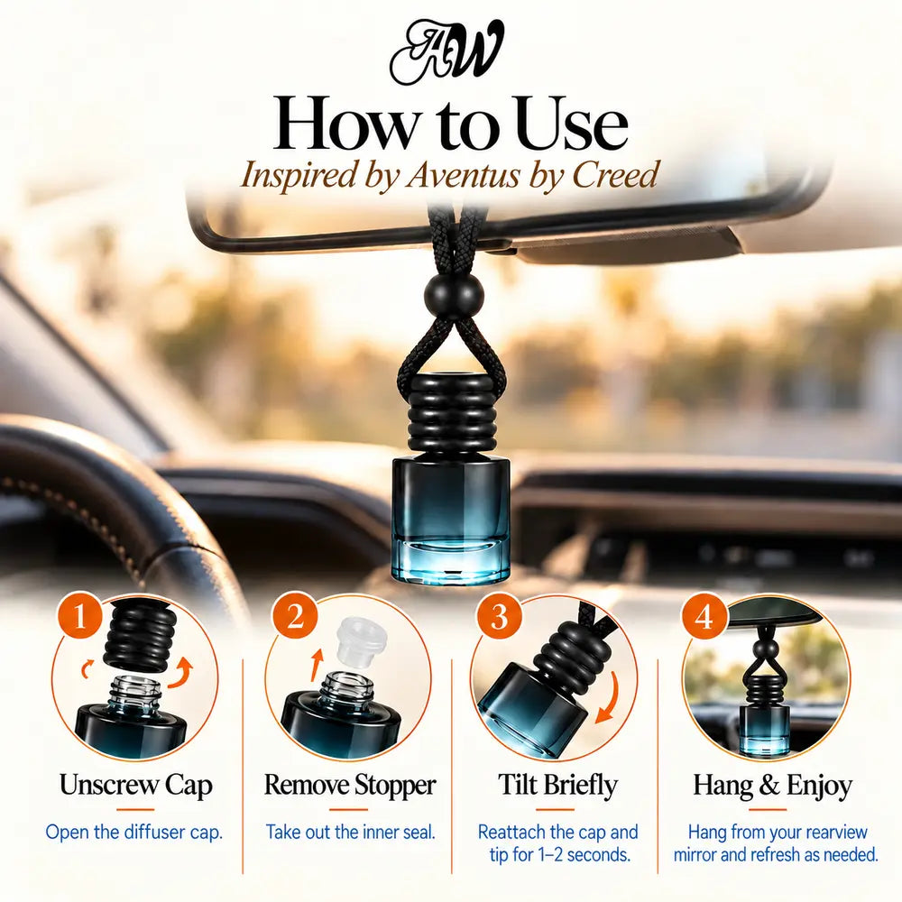 How to use the Aventus inspired by Creed hanging car diffuser