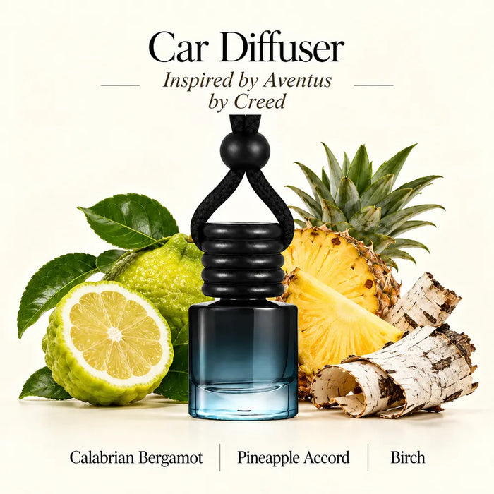 Aventus inspired by Creed car diffuser with Calabrian bergamot, pineapple accord and birch
