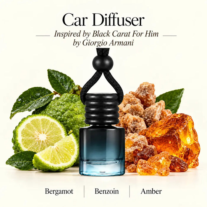 Black Carat For Him Inspired by Giorgio Armani car diffuser with bergamot, benzoin and amber by Ancient Wellness