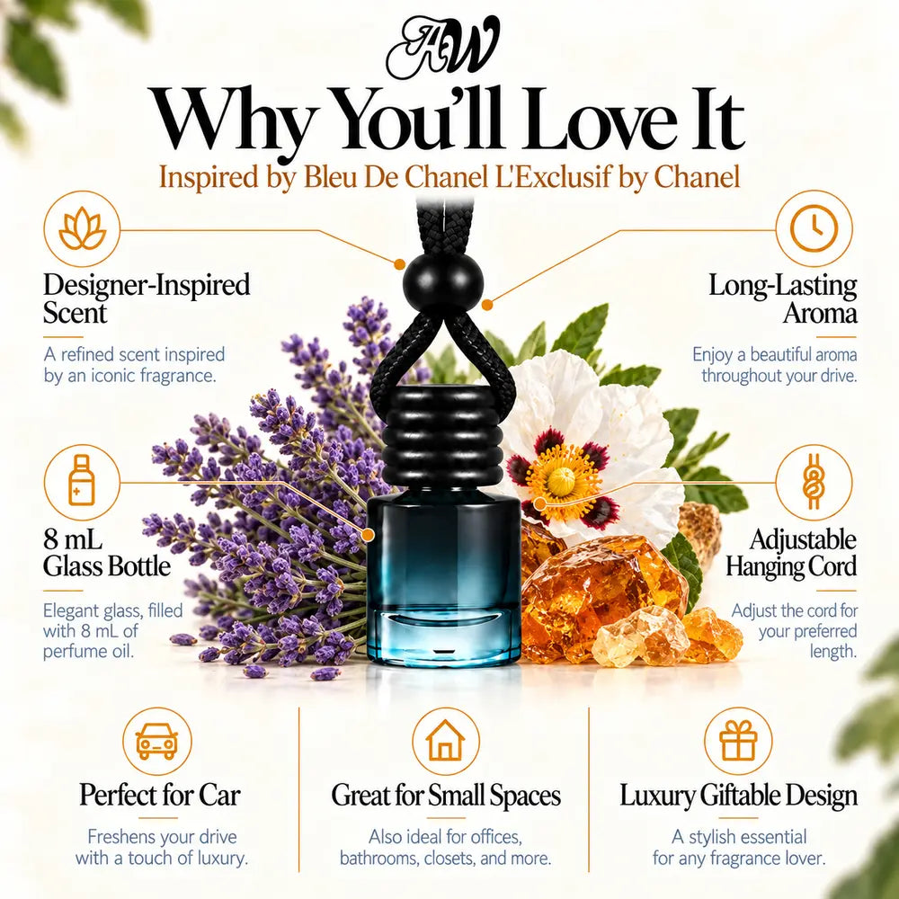 Bleu De Chanel L'Exclusif inspired by Chanel car diffuser with lavender, labdanum and amber notes
