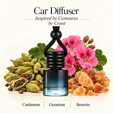 Centaurus Inspired by Creed car diffuser with Cardamom, Geranium, Benzoin scent imagery by Ancient Wellness