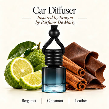 Eragon Inspired by Parfums De Marly car diffuser with Bergamot, Cinnamon, Leather scent imagery by Ancient Wellness