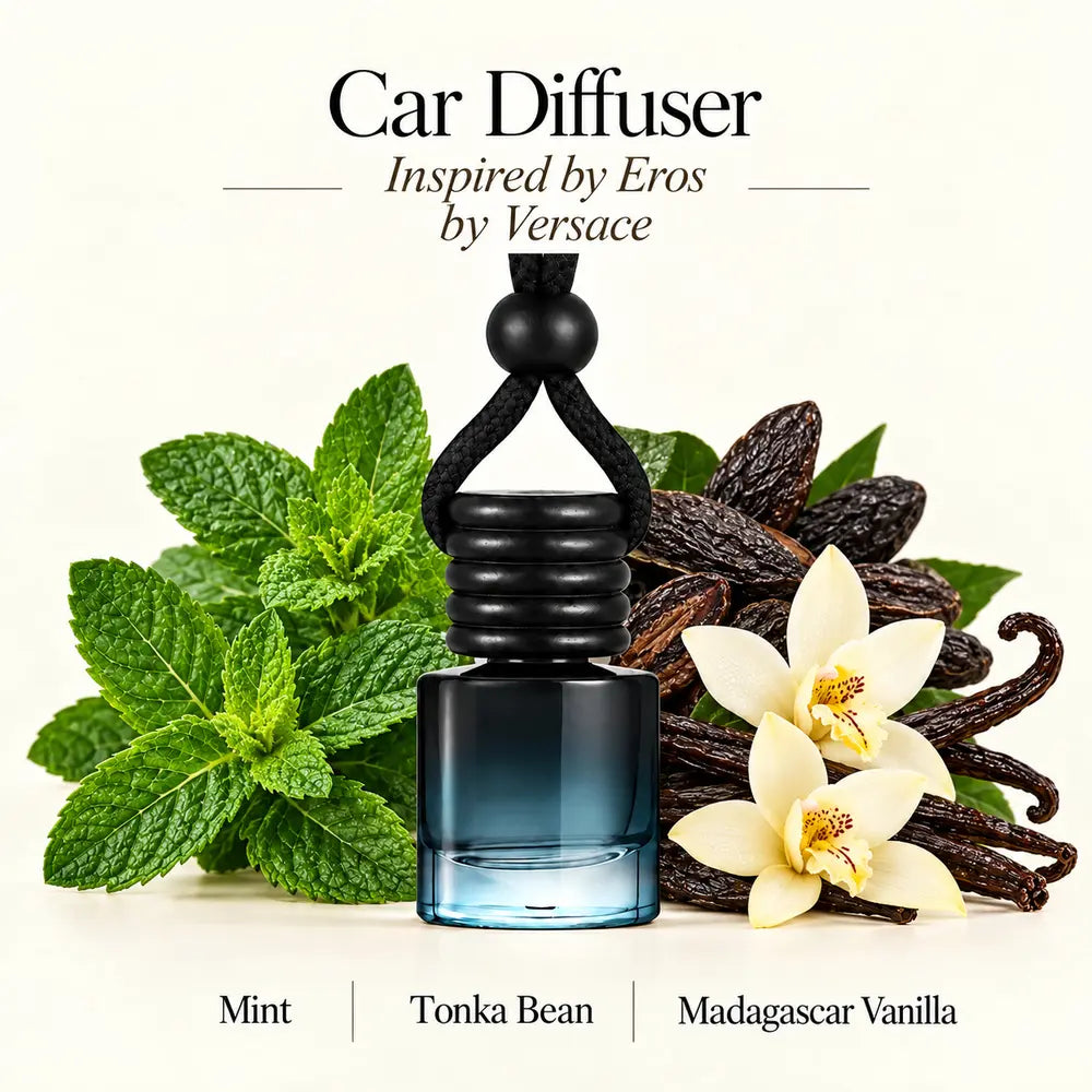 Eros Inspired by Versace car diffuser with mint, tonka bean and Madagascar vanilla by Ancient Wellness