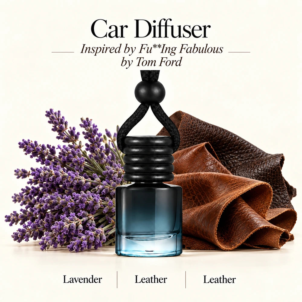 Fu**Ing Fabulous Inspired by Tom Ford car diffuser with Lavender, Leather, Leather scent imagery by Ancient Wellness
