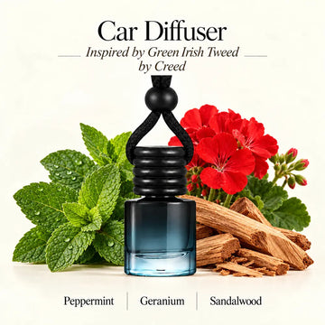 Green Irish Tweed inspired by Creed car diffuser with peppermint, geranium and sandalwood
