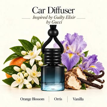 Guilty Elixir Inspired by Gucci car diffuser with orange blossom, orris and vanilla by Ancient Wellness