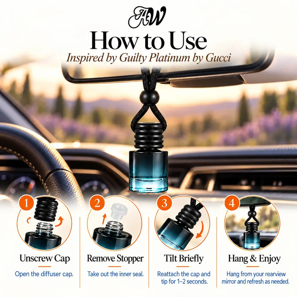 How to use the Guilty Platinum inspired hanging car diffuser
