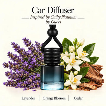 Guilty Platinum Inspired by Gucci car diffuser with lavender, orange blossom and cedar by Ancient Wellness