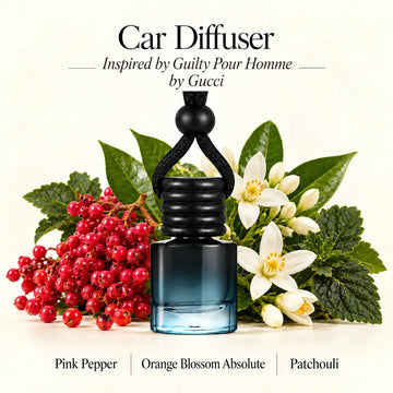 Guilty Pour Homme Inspired by Gucci car diffuser with pink pepper, orange blossom absolute and patchouli by Ancient Wellness