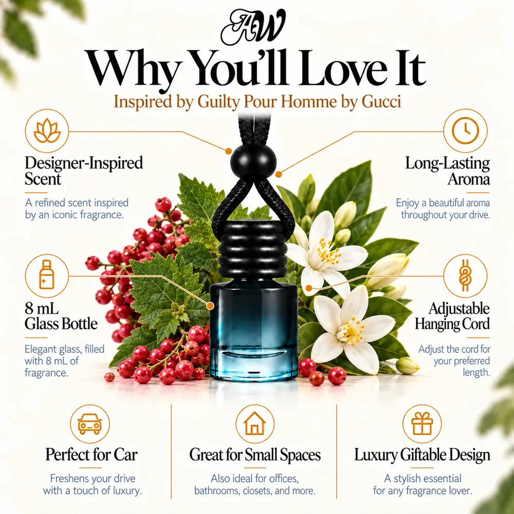 Why You’ll Love It benefits for Guilty Pour Homme inspired car diffuser