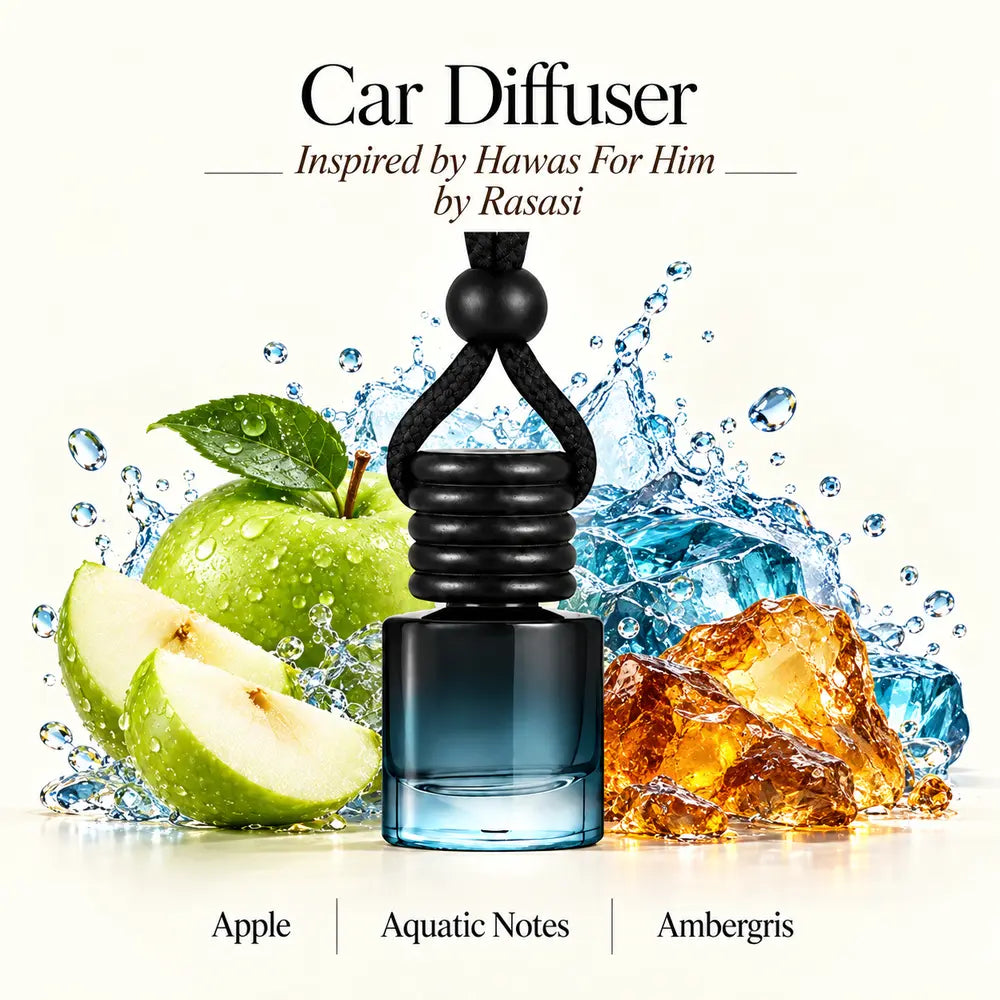 Hawas For Him Inspired by Rasasi car diffuser with apple, aquatic notes and ambergris by Ancient Wellness
