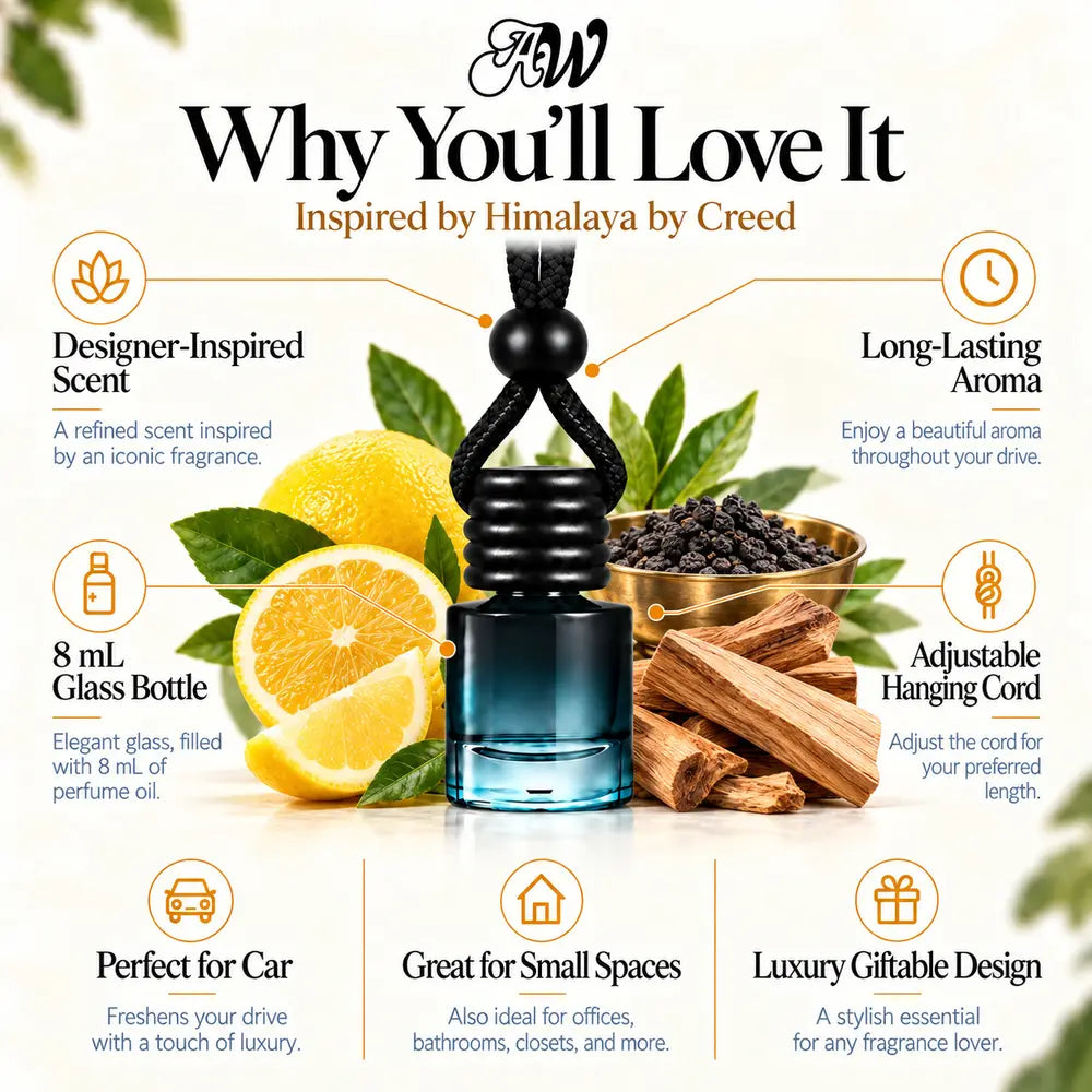 Why You’ll Love It infographic for Himalaya inspired by Creed car diffuser