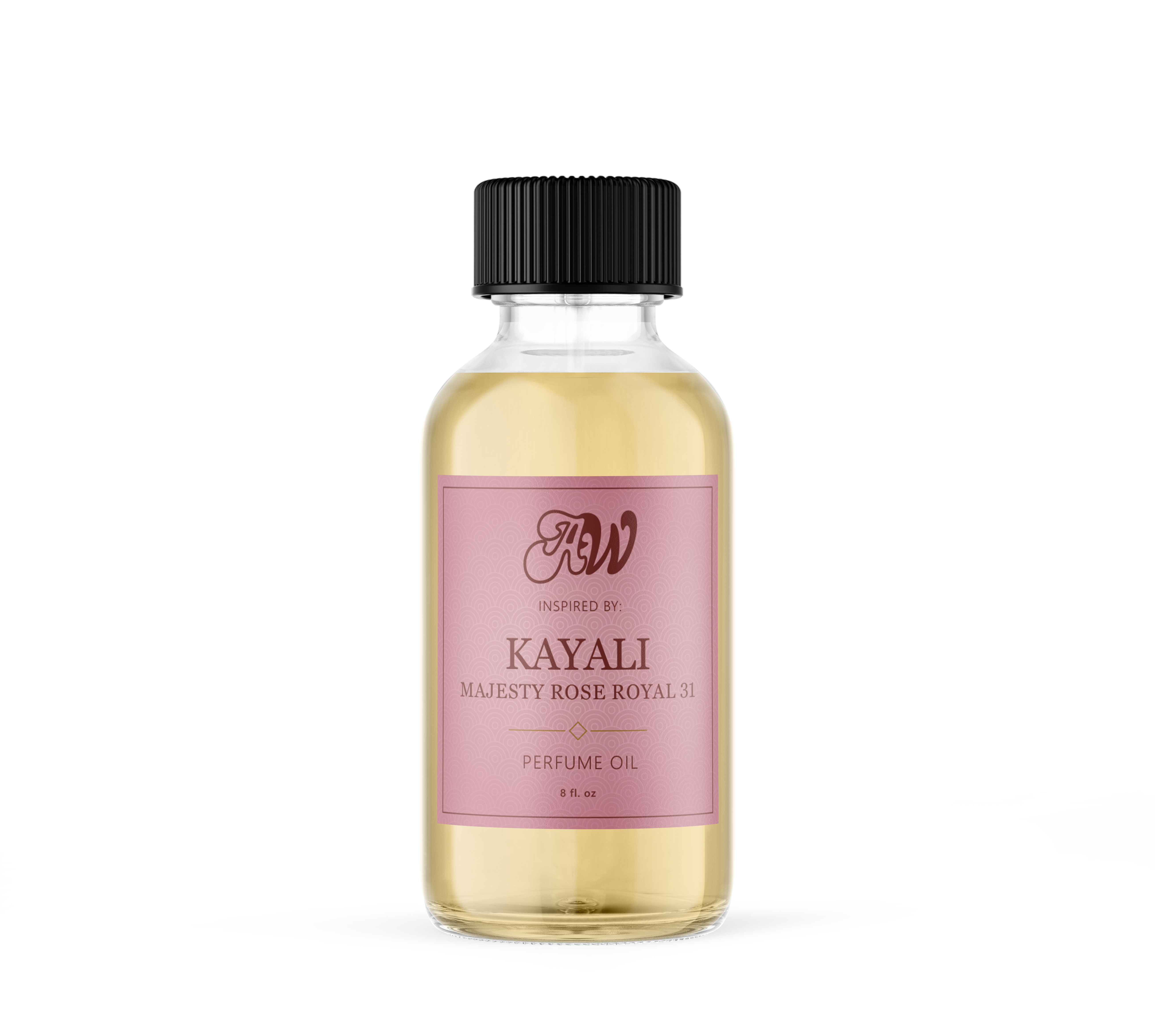 Ancient Wellness Kayali Majesty Rose Royal 31 perfume oil bottle with elegant packaging and floral design.