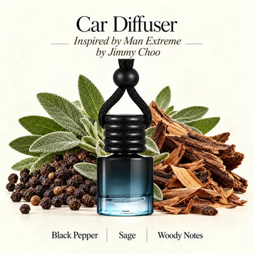 Man Extreme Inspired by Jimmy Choo car diffuser with black pepper, sage and woody notes by Ancient Wellness