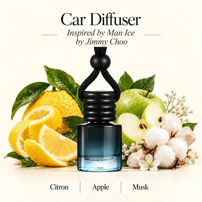 Man Ice Inspired by Jimmy Choo car diffuser with citron, apple and musk notes by Ancient Wellness