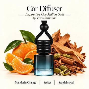 One Million Gold Inspired by Paco Rabanne car diffuser with mandarin orange, spices and sandalwood by Ancient Wellness