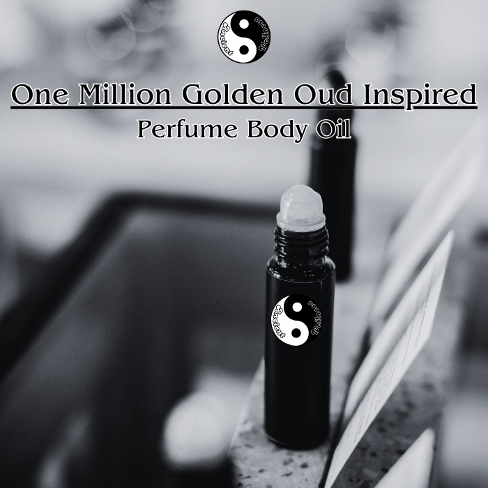 One Million Golden Oud Inspired Uncut and Pure Perfume Body Oil by Ancient Wellness - A bold and luxurious fragrance with cardamom, oud, and amber notes.